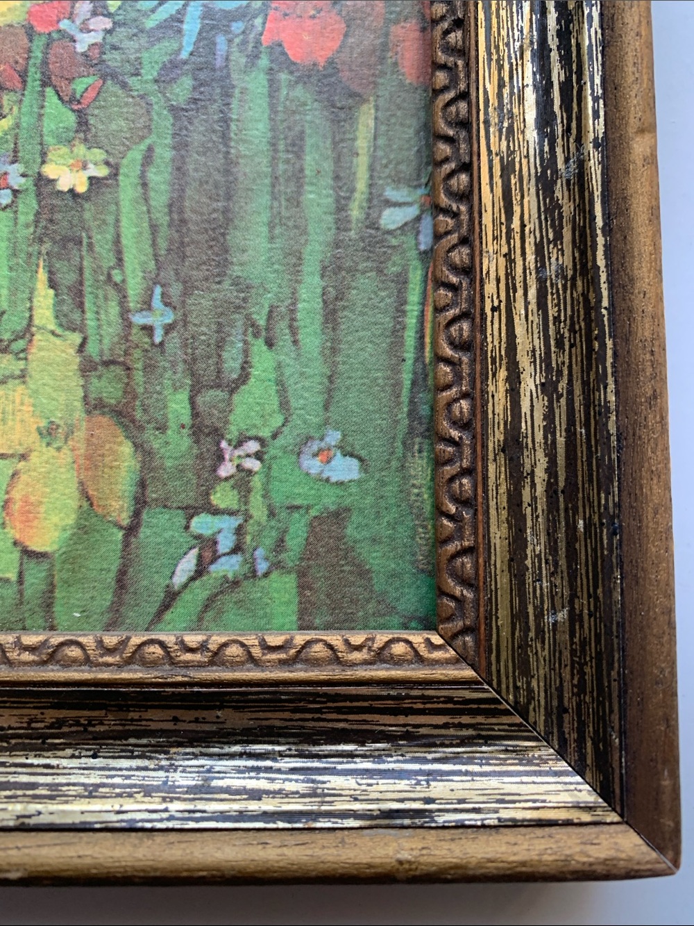Vintage Art Floral Print Embellished Wood Frame - Picture 3 of 6